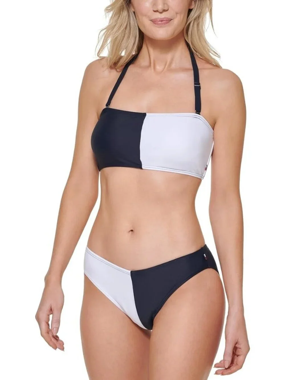 Tommy Hilfiger Women's Bandeau Bikini Top, Sky Captain/White XS NWT